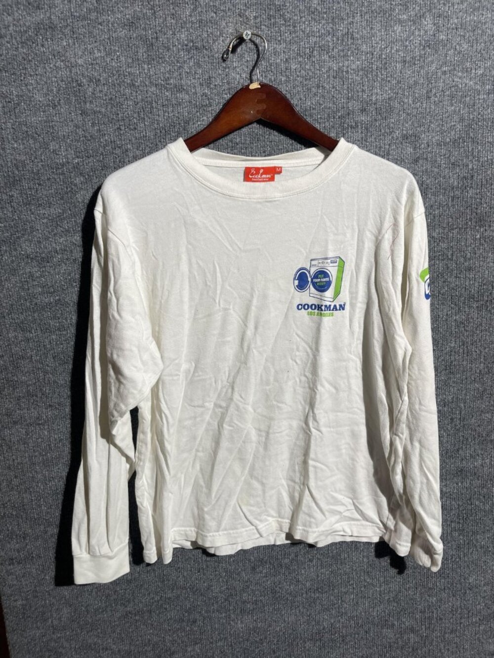Cookman Shirt Mens Medium White Long Sleeve Laundry Graphic Los Angeles